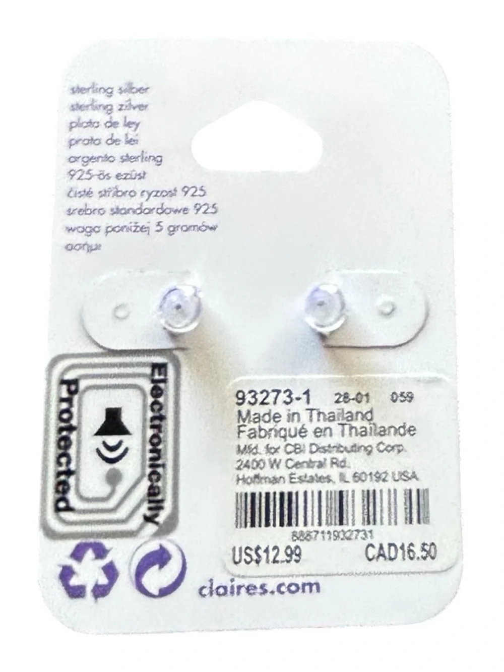 4/$20 Claire's Sterling Silver Pink & Multi Unicorn Stud Earrings